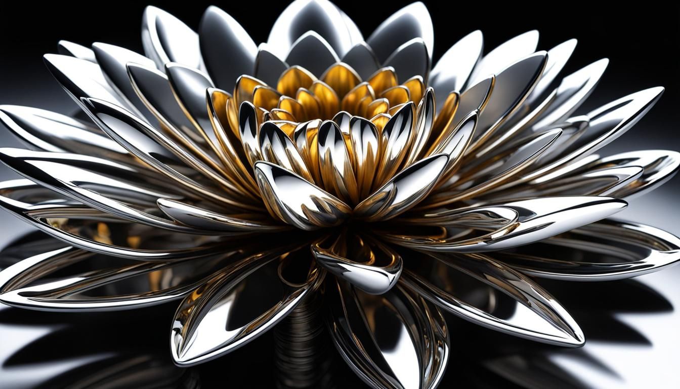 Metal Blade Flowers in Reflective Chrome