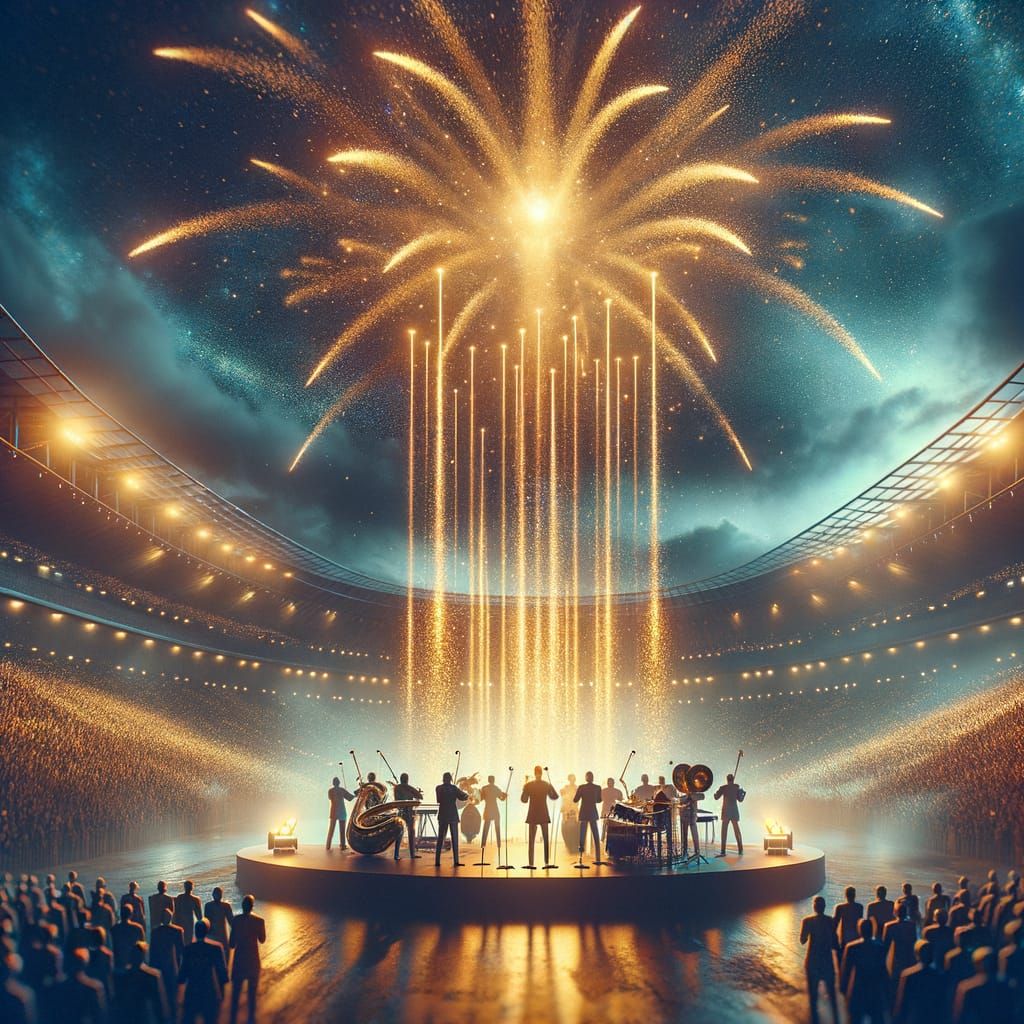 Golden Spark Shower Celebrates Victory Over Struggle