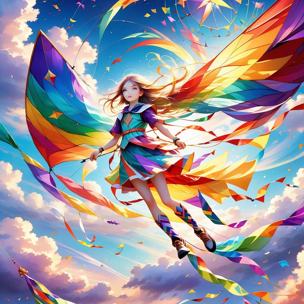Macro Photo of Fairy on Colorful Kite