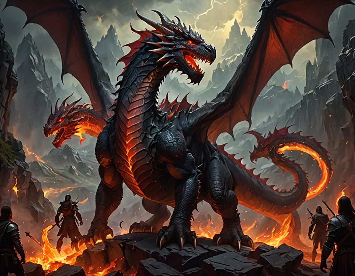 Dragon Descent: Dark Fantasy Art in Eerie Style