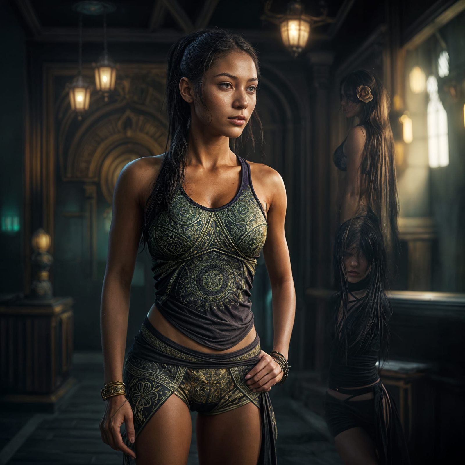 Beautiful Athletic Woman in Hyperrealistic Portrait