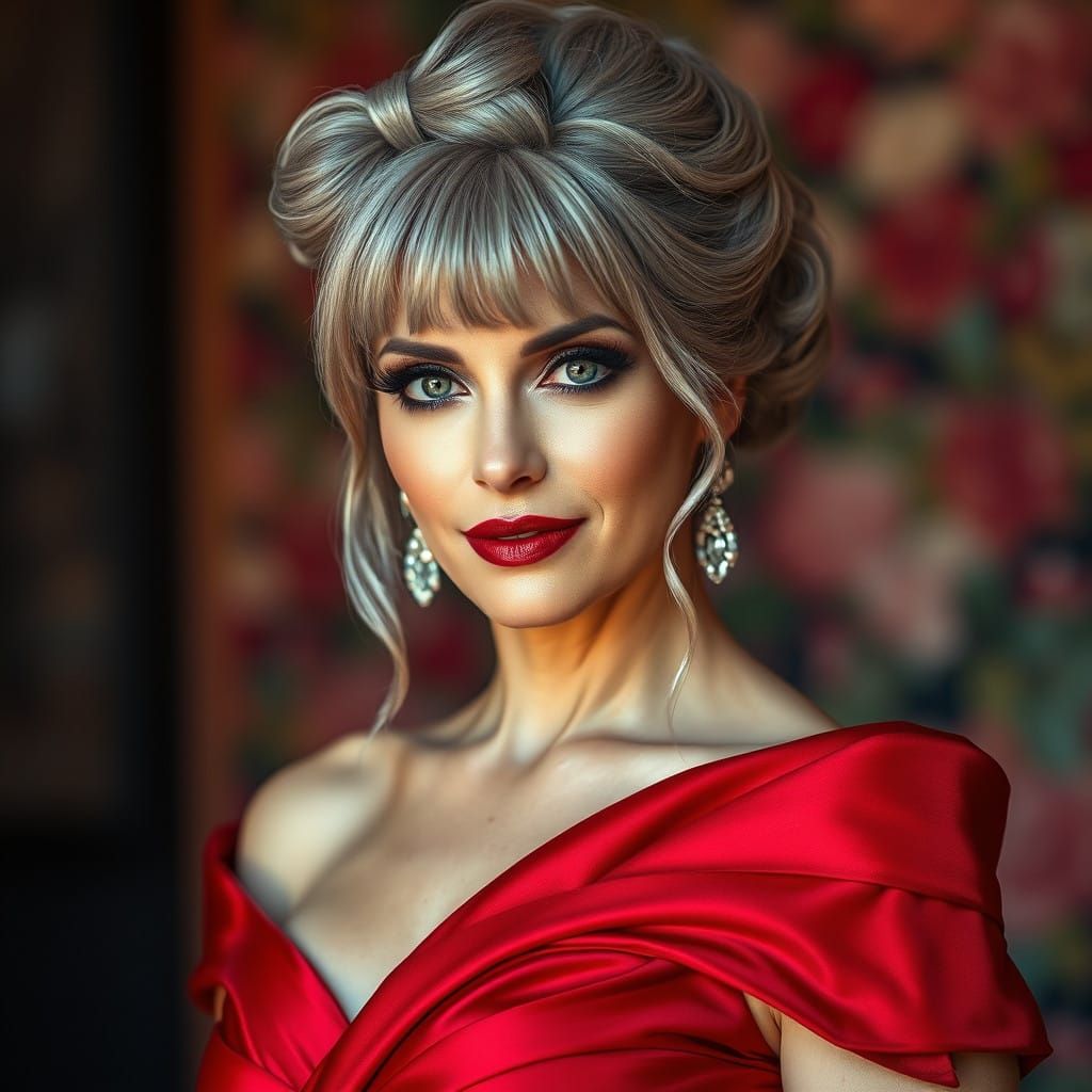 Elegant Woman in Scarlet Satin