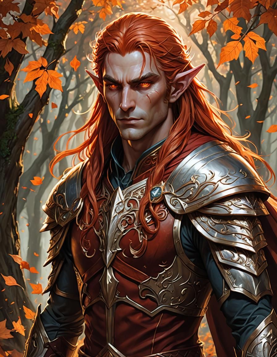 Striking Male Eladrin Elf Portrait in Comic Book Art