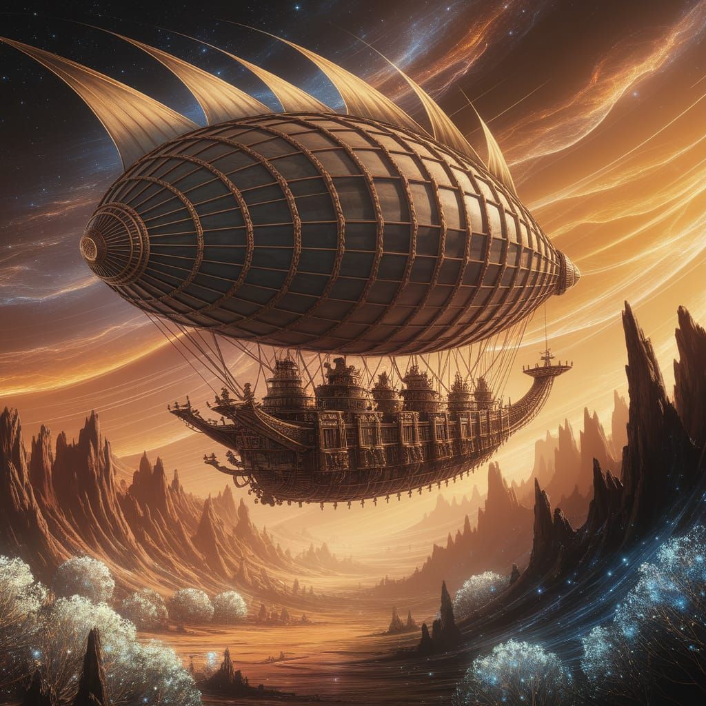 Nebula Airship in Art Nouveau Style