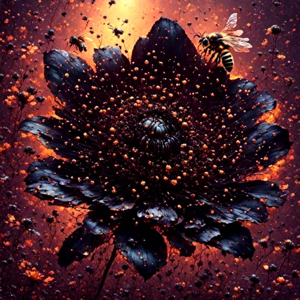 Black Lily with Fairy in Surreal Style