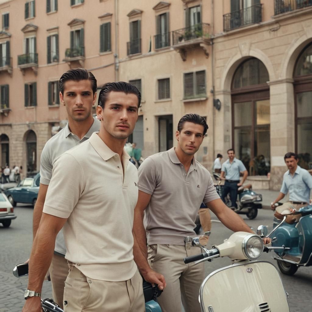 Stylish Italian Businessmen in Neorealist Film Still