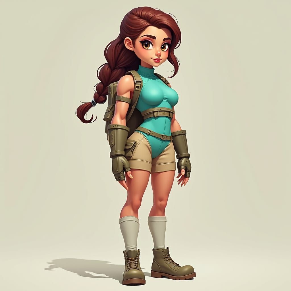 Gritty Adventurer in Turquoise Leotard and Calf-High Boots