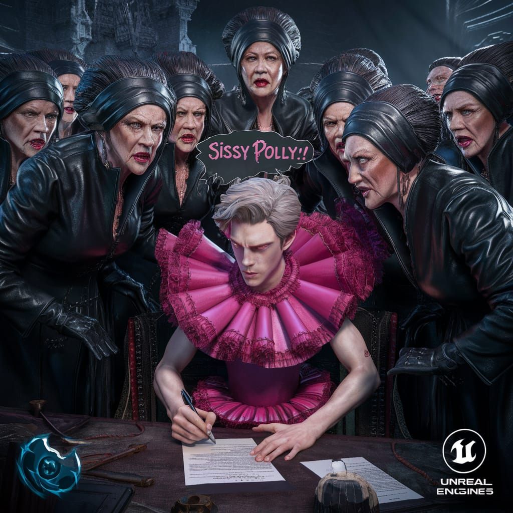 Leather Clad Stepmothers Mock Sissy Polly: 3D Game Cinematic