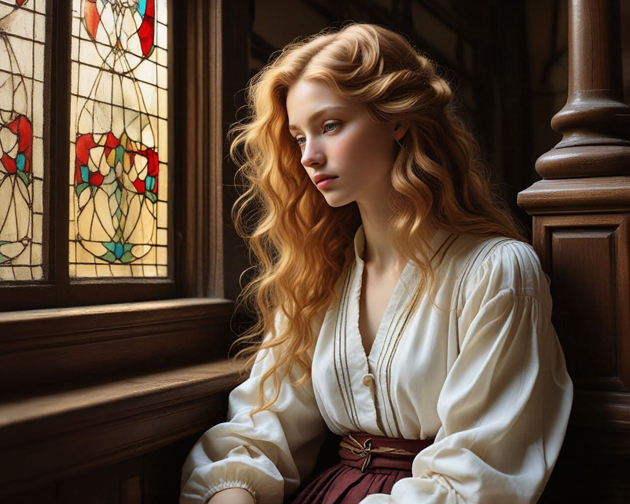Ethereal Beauty in Contemplation, Inspired by Old Masters