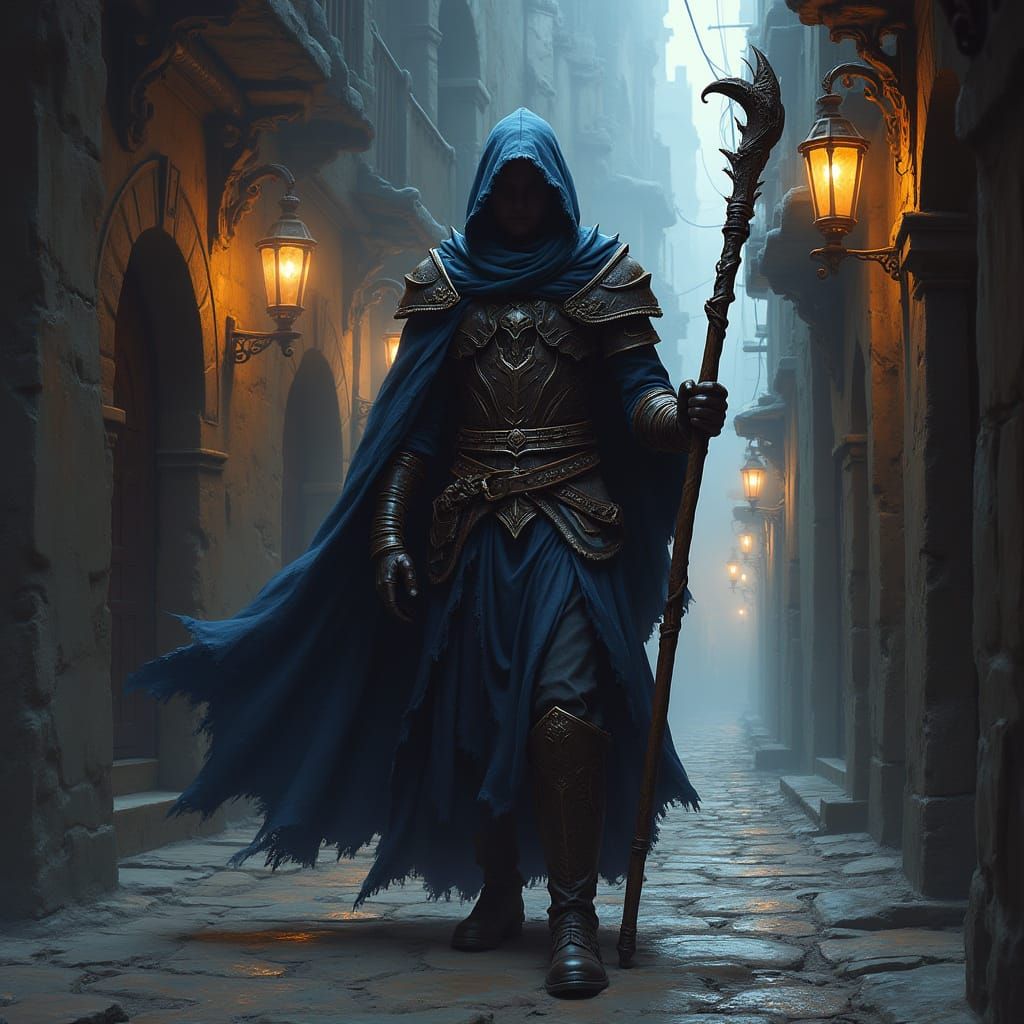 Drow Sorcerer in Mystical Alley, Matte Painting