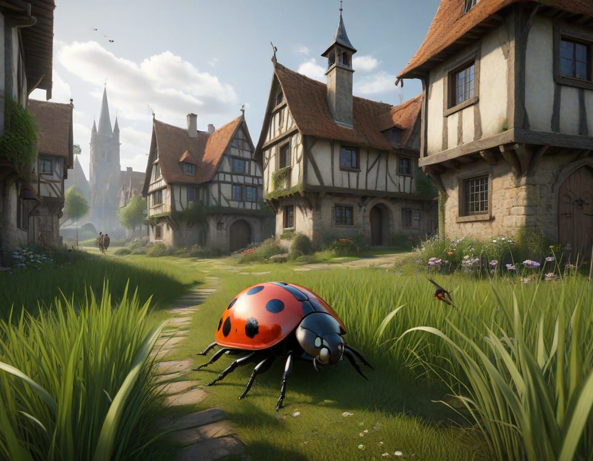 Medieval Town Rides a Giant Ladybug