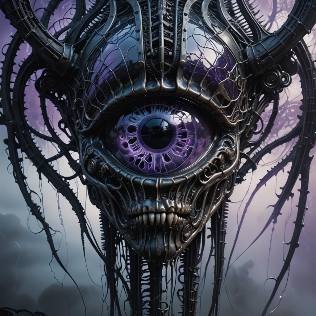 Giger-Inspired Biomechanical Glass A in Fog