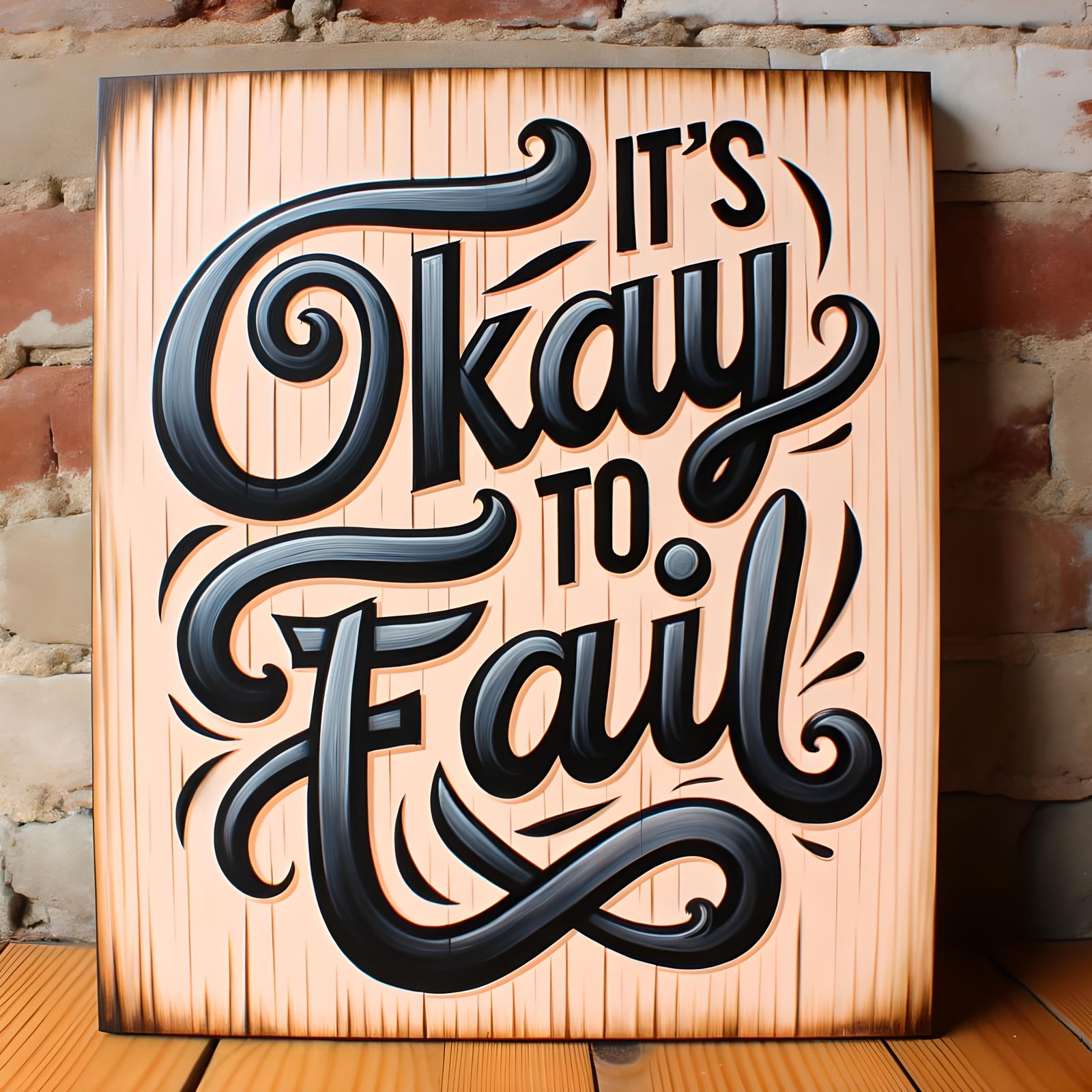 Inspirational Weathered Sign: It's Okay to Fail