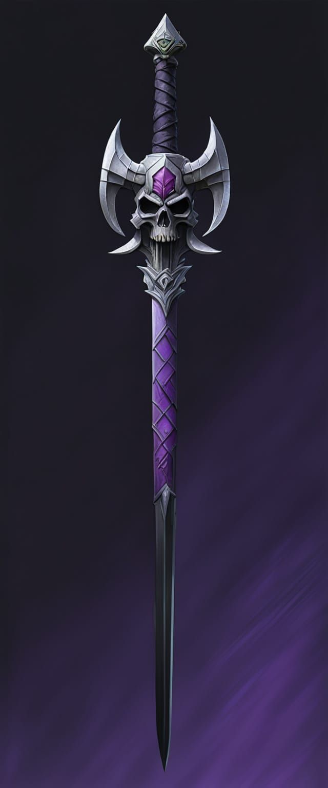 Skeletor's Ram Sword with Purple Skull Hilt