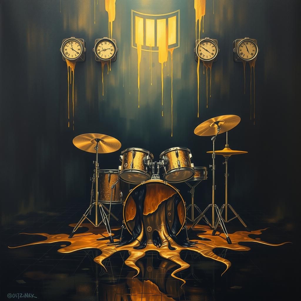 Surreal Melting Drum Set in Dreamscape Style