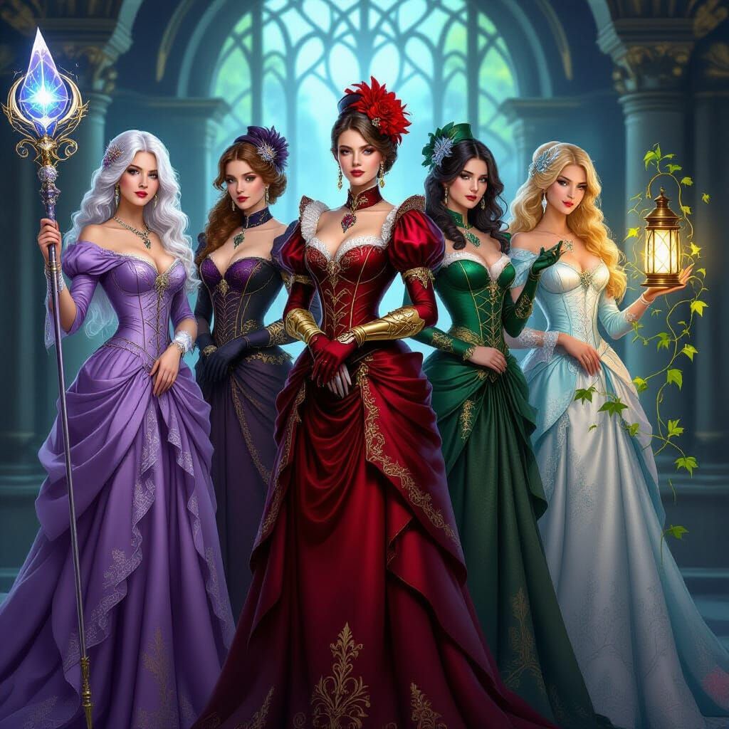 Victorian Noblewomen with Mystical Artifacts