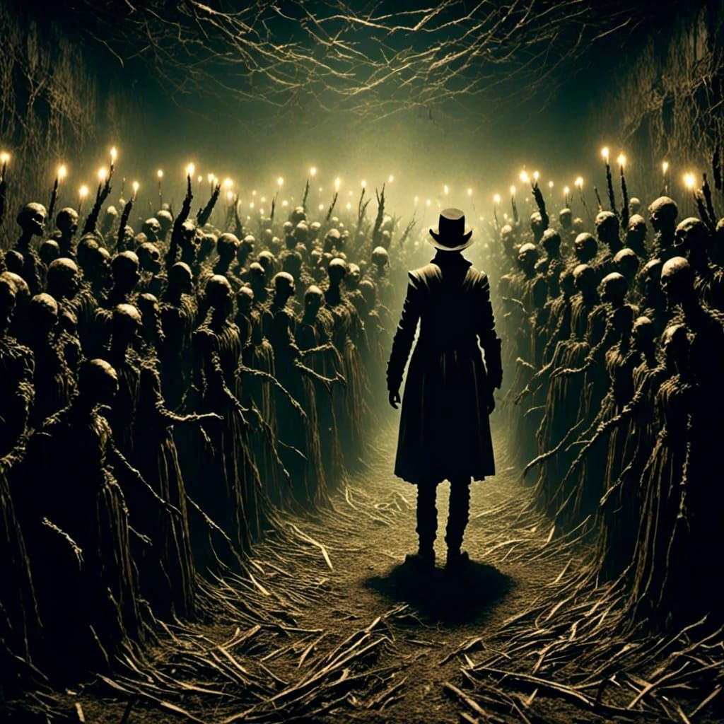 Ominous Allegorical Scene in Chiaroscuro Lighting