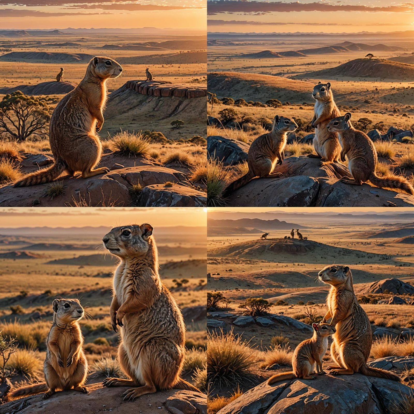 Prairie Dog Kangaroo Hybrid at Sunrise: Photorealistic 3D Re...