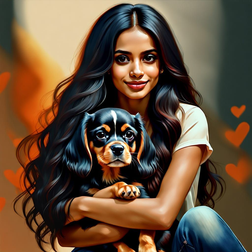 Surreal Hyper-Realistic Portrait of a Happy Cocker Spaniel a...