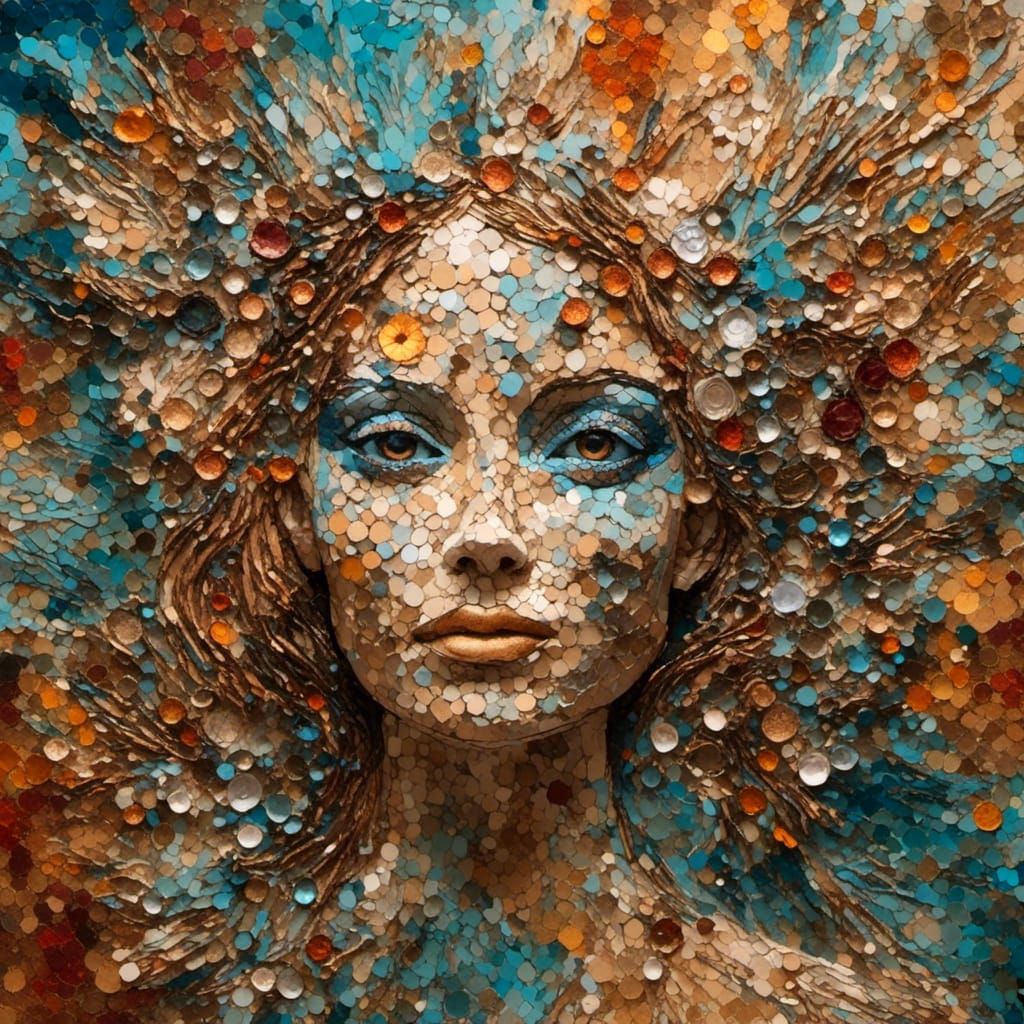 Kaleidoscopic Mosaic Collage of Women's Faces