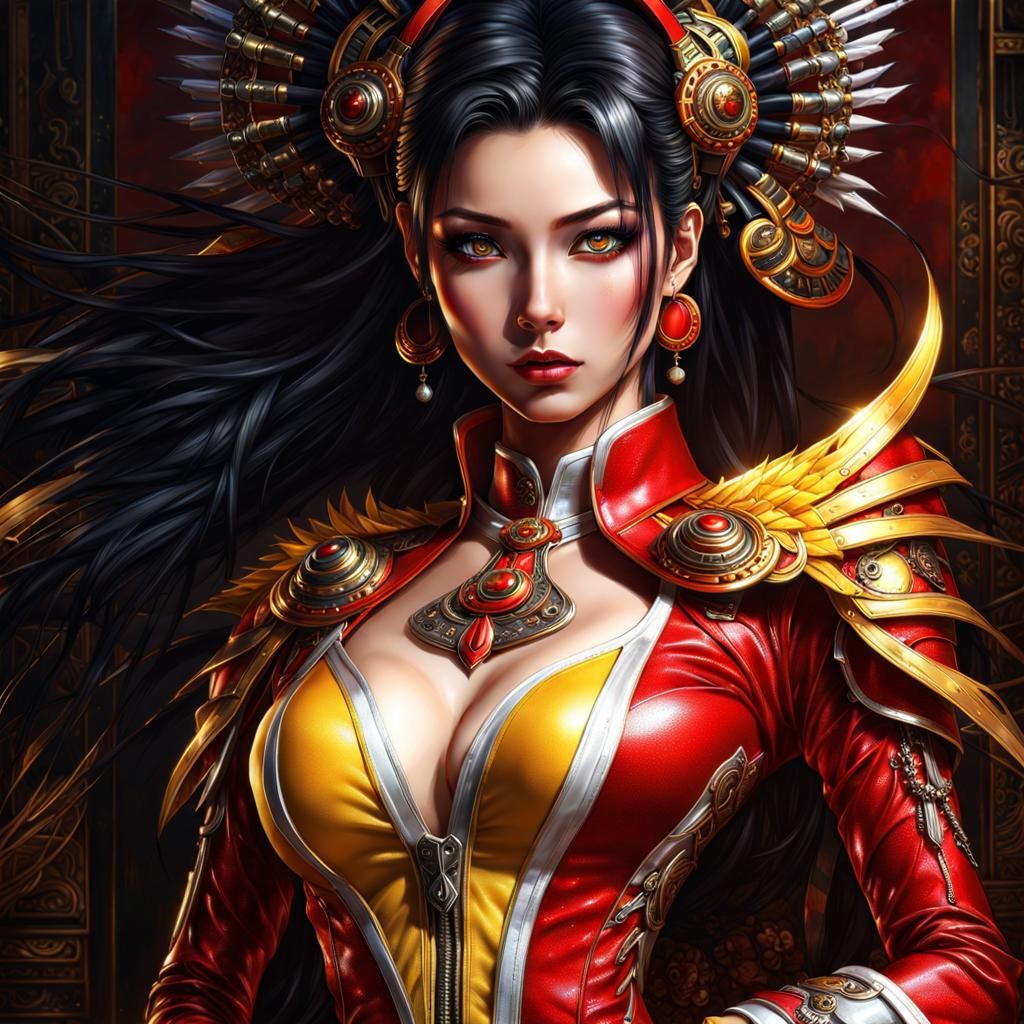 Beautiful Japanese Woman Portrait in Fantasy Art Style
