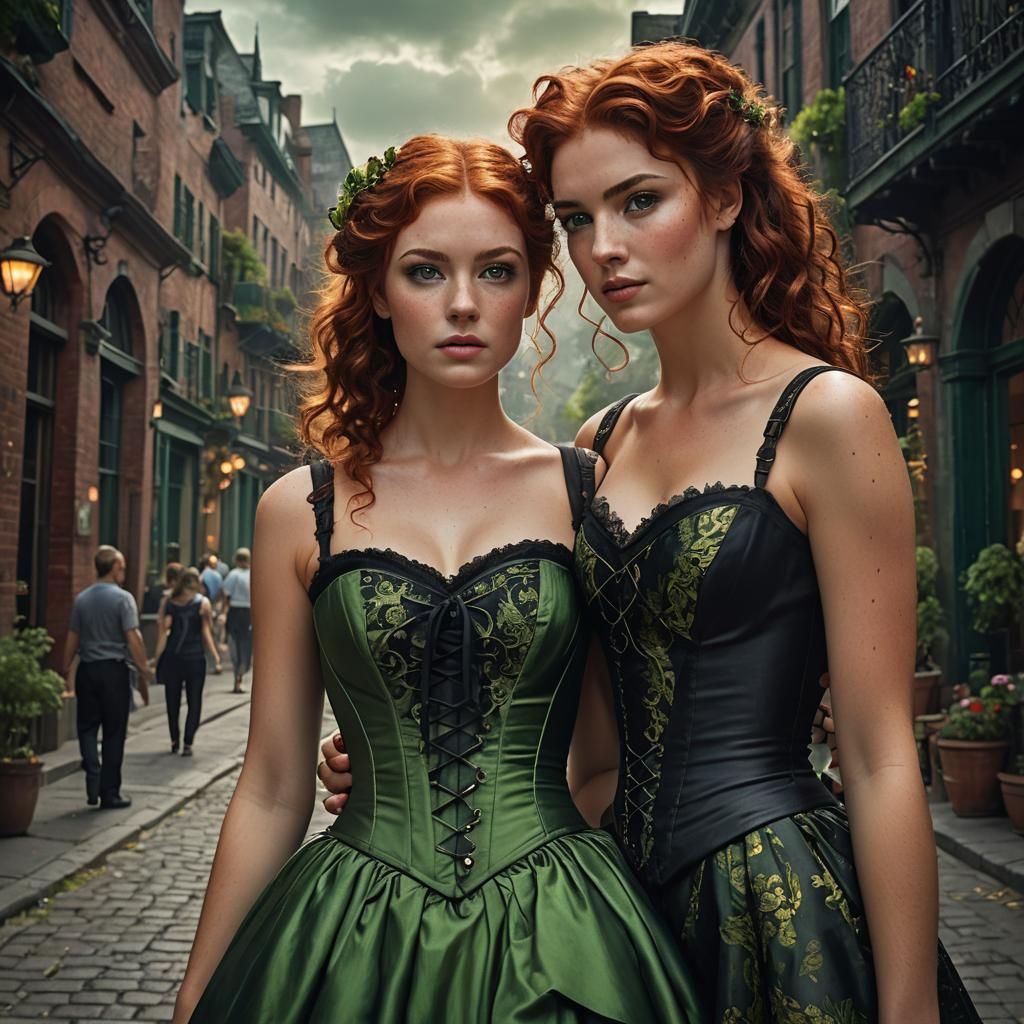 Two Young Women with Updos: Fantasy Concept Art