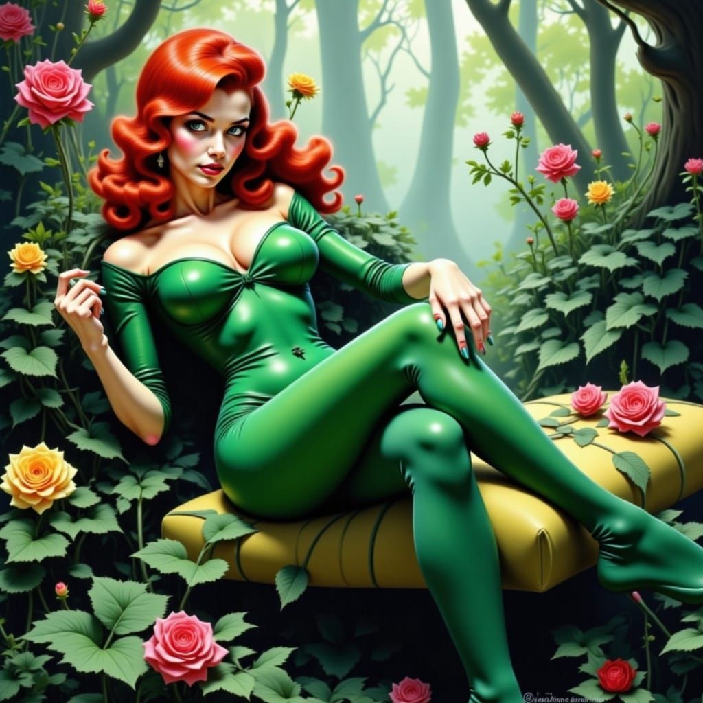 Sultry Green Goddess Reigns Over Tropical Paradise