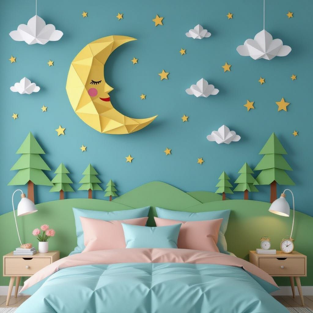 Papercraft Moon and Stars Kids Bedroom Design