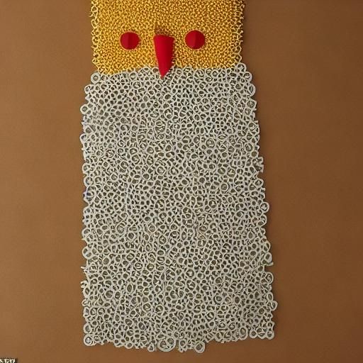 Macaroni Pasta Cat Art on Crêpe Paper