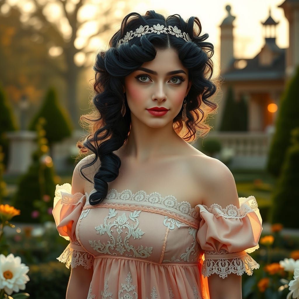 Ethereal 18th-Century Beauty in English Garden