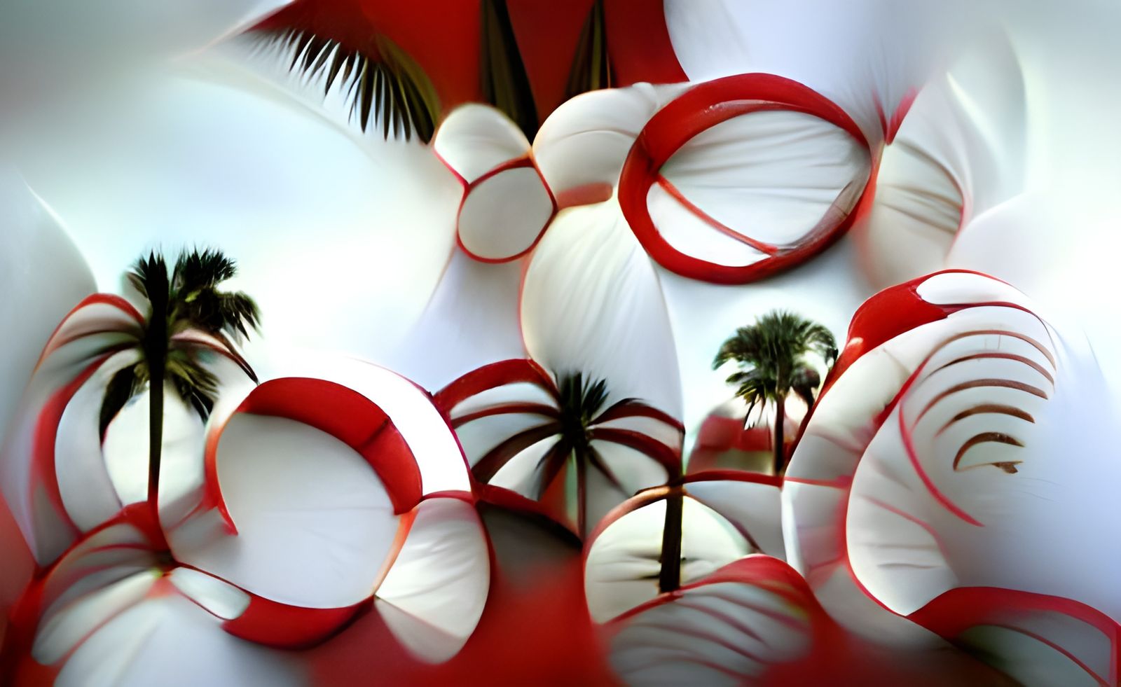 Minimalist Red and White Palm Tree Design
