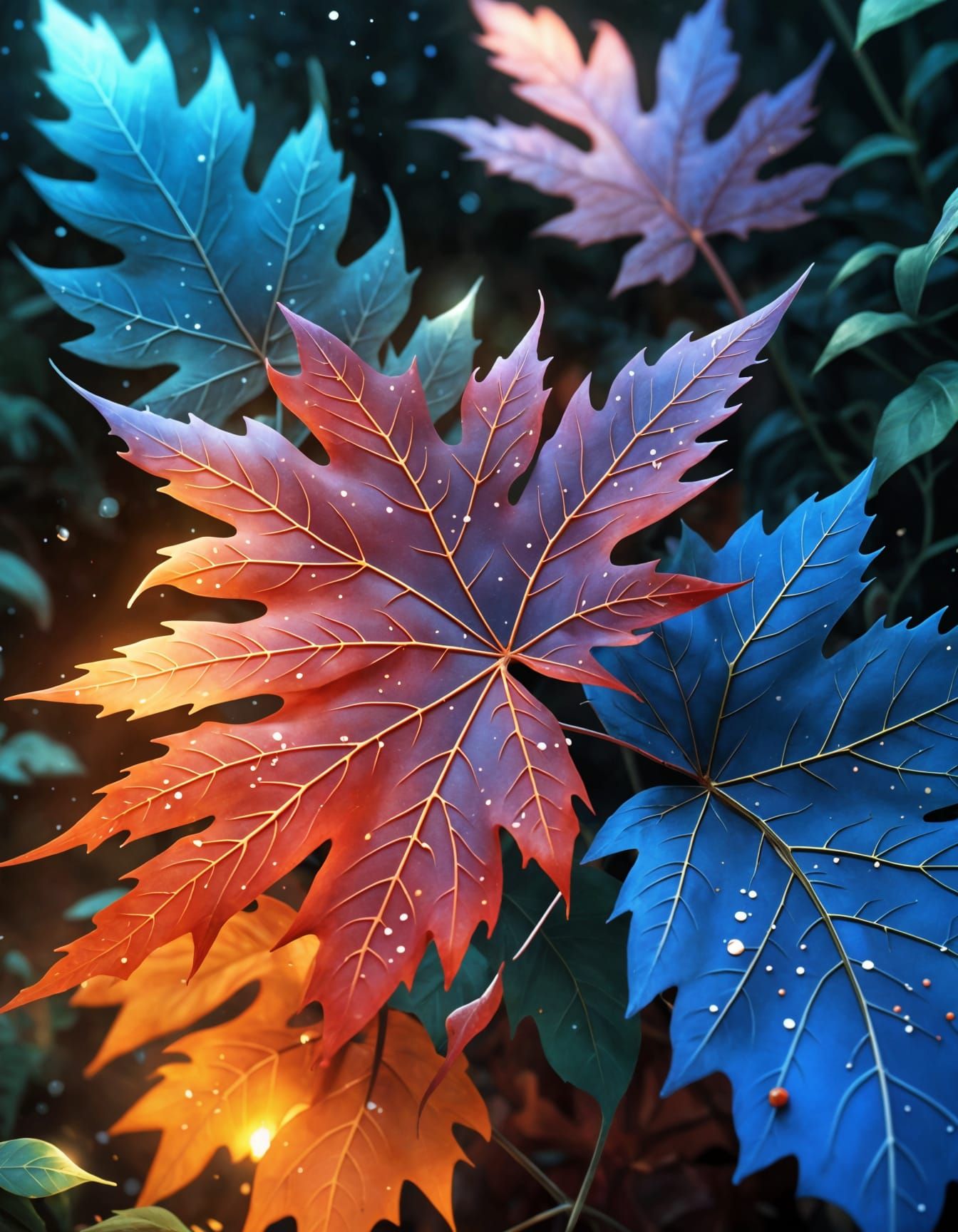 Ethereal Autumn Leaves in Maximalist Style