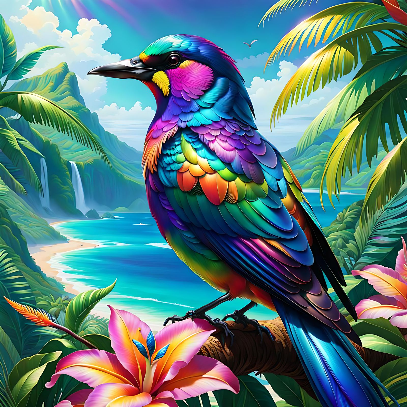 Magnificent Iridescent Bird in Paradise