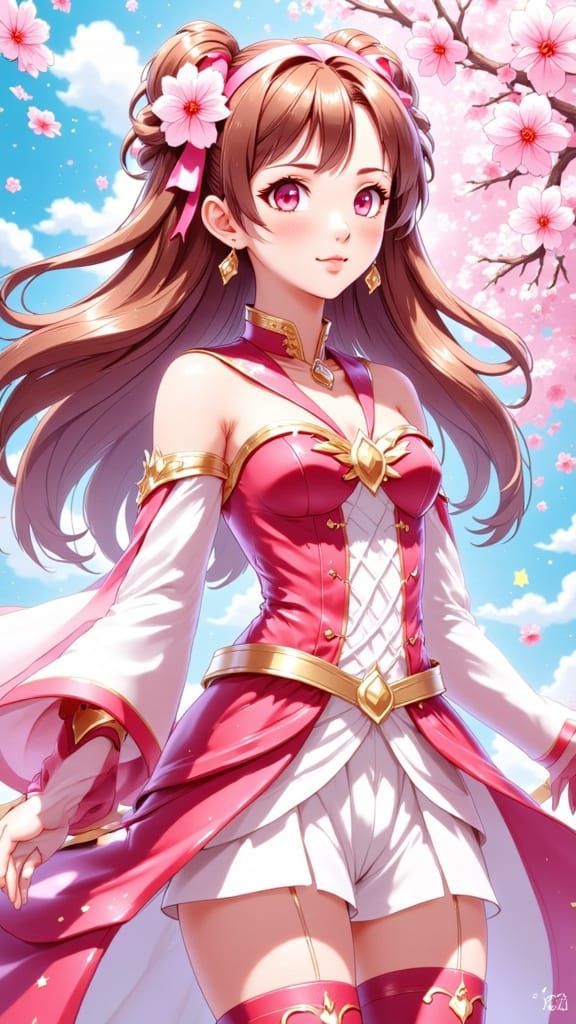 Cardcaptor Sakura in a Dreamy Cherry Blossom Landscape