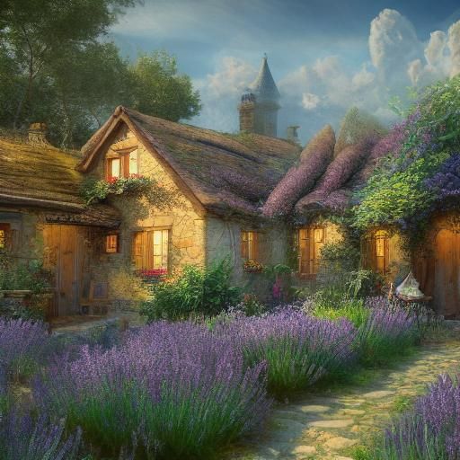 Idyllic French Cottage in Watercolor Style