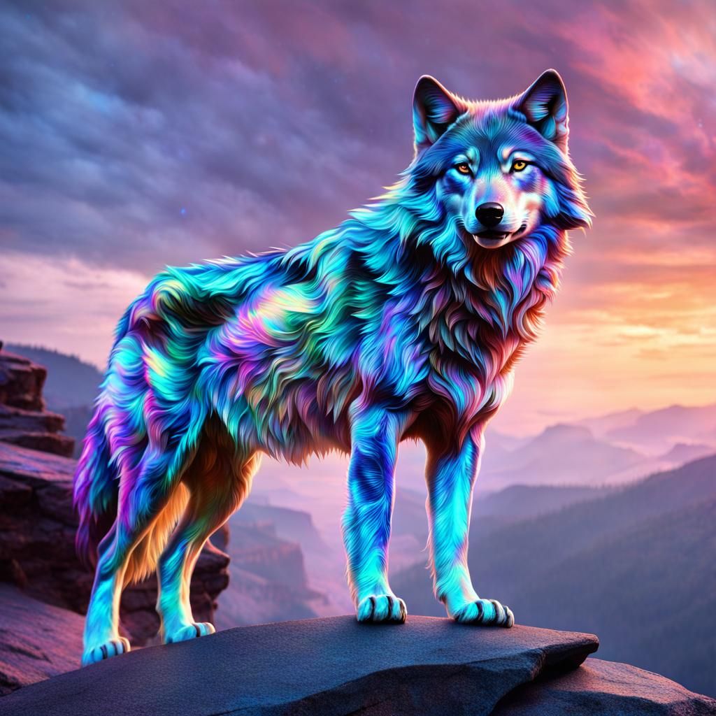 Holographic Wolf Overlooking Pack in Breathtaking Detail