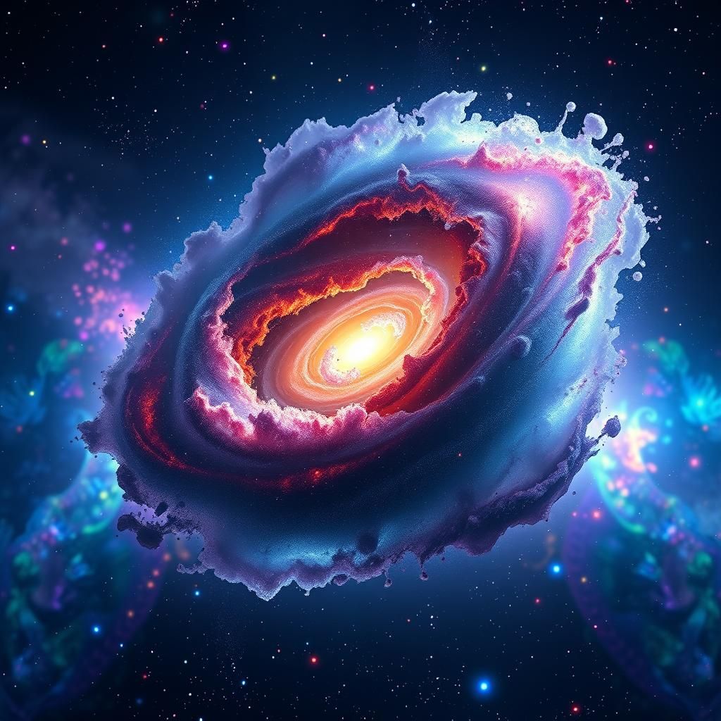 Hyperrealistic Galaxy with Iridescent Hues, Digital Art