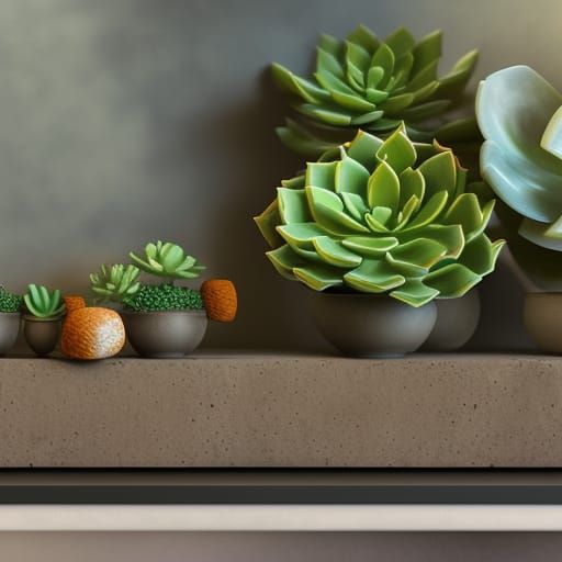 Detailed 3D Render of Fungi and Succulents