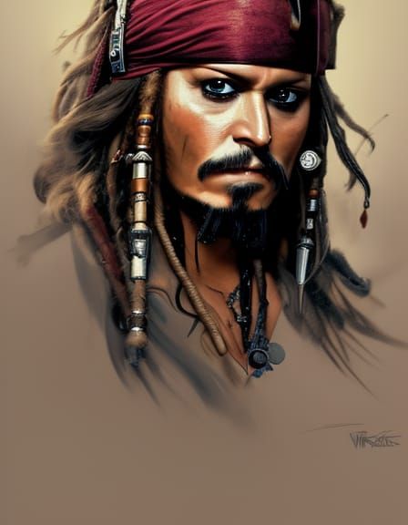 Detailed Portrait of Captain Jack Sparrow in Epic Style