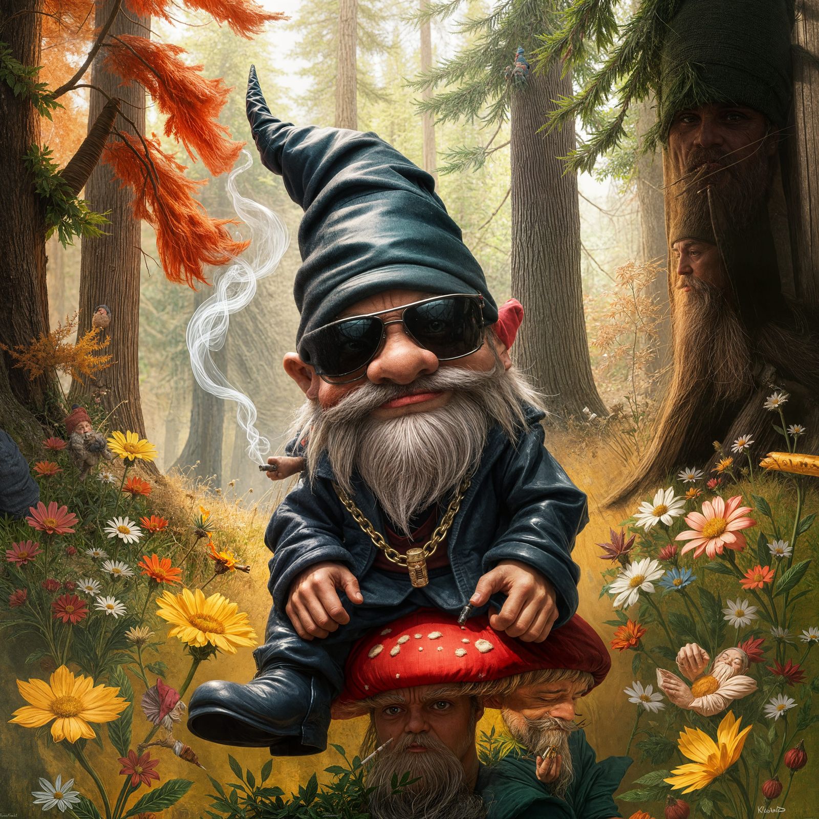 Gangster Gnome Smoking a Joint Cartoon