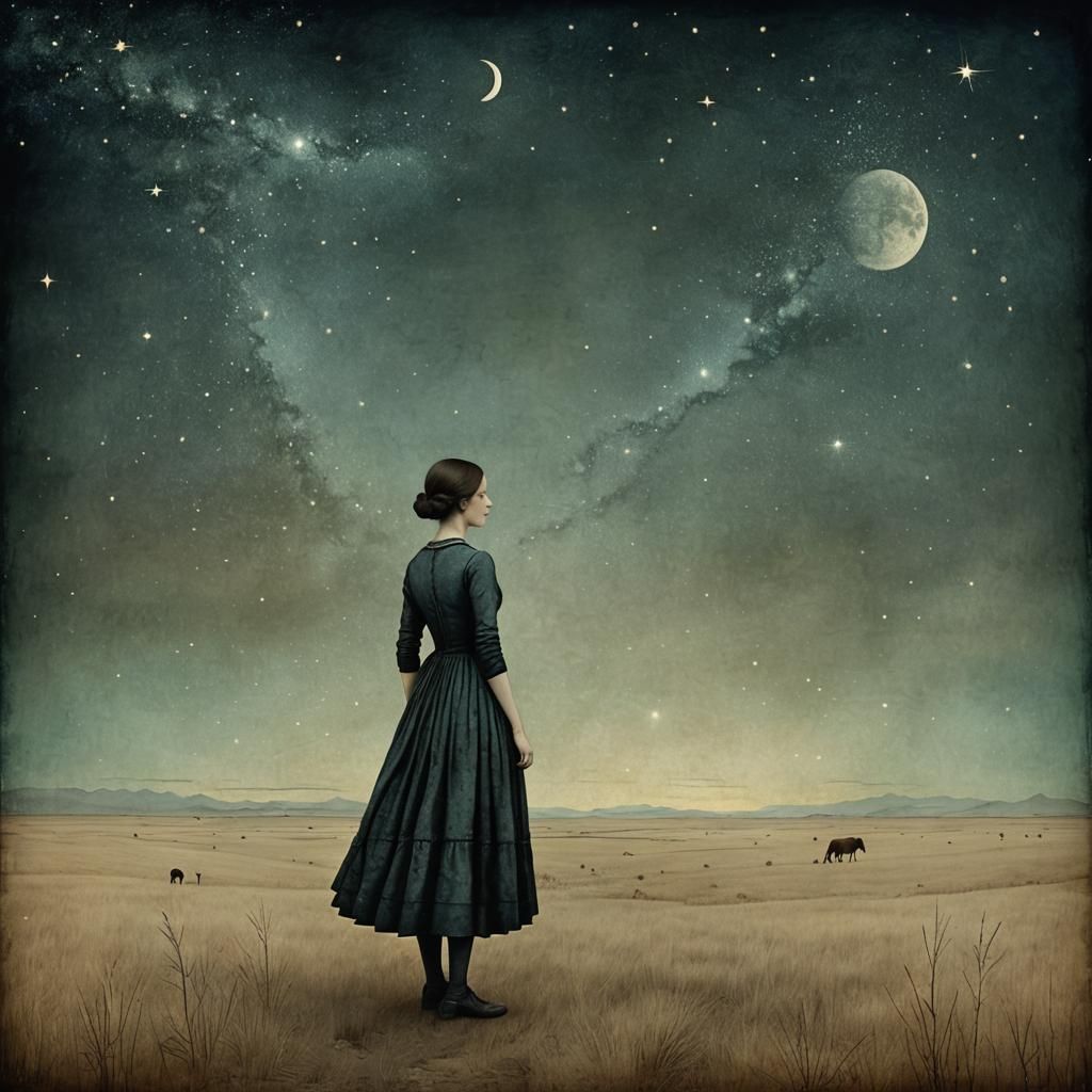 Surreal Night Plain, Evocative Digital Art