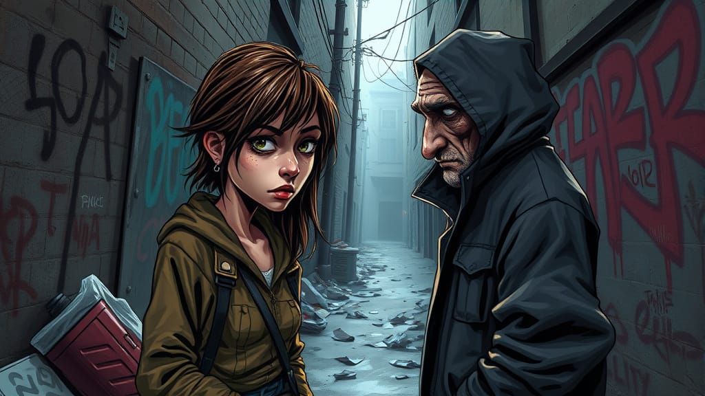 Gritty Urban Portrait in Hyper-Realistic Caricature Style