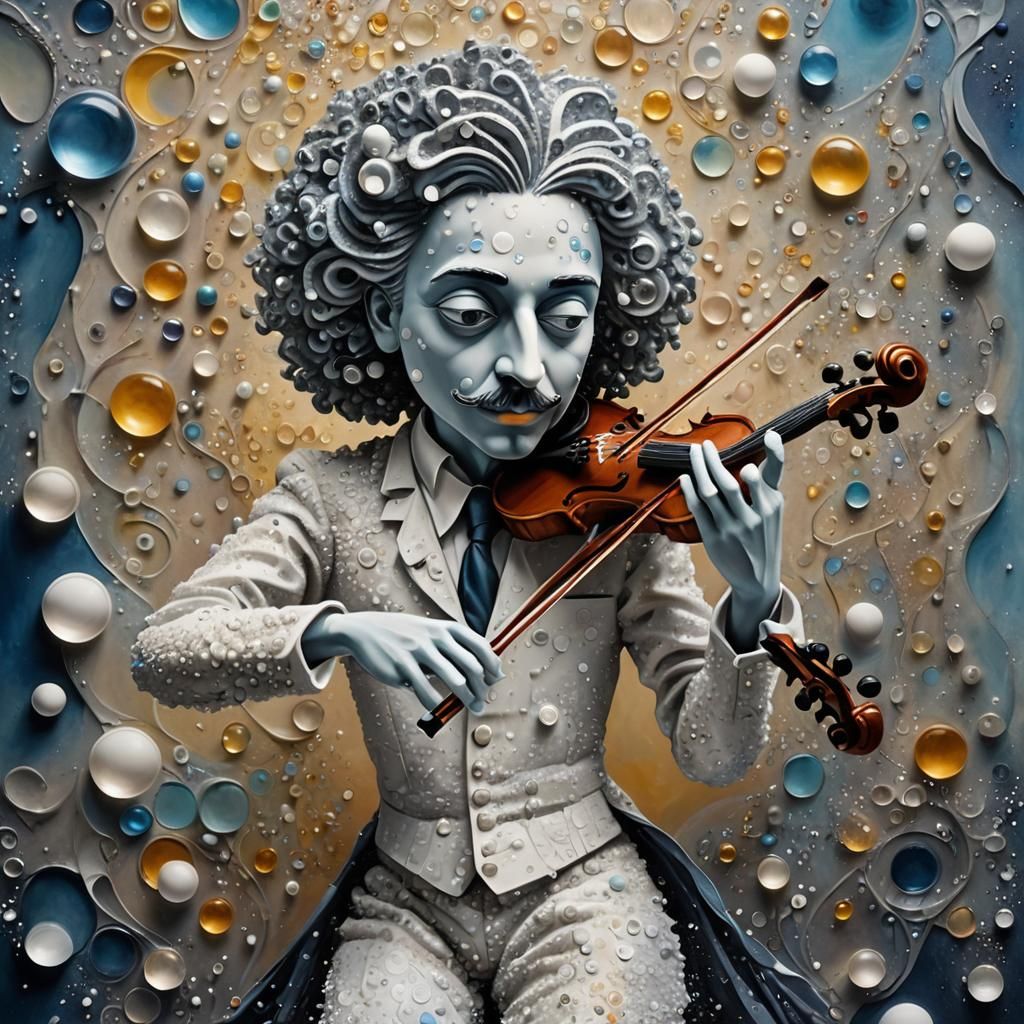 Abstract Soap Bubble Violinist in Cubist Style