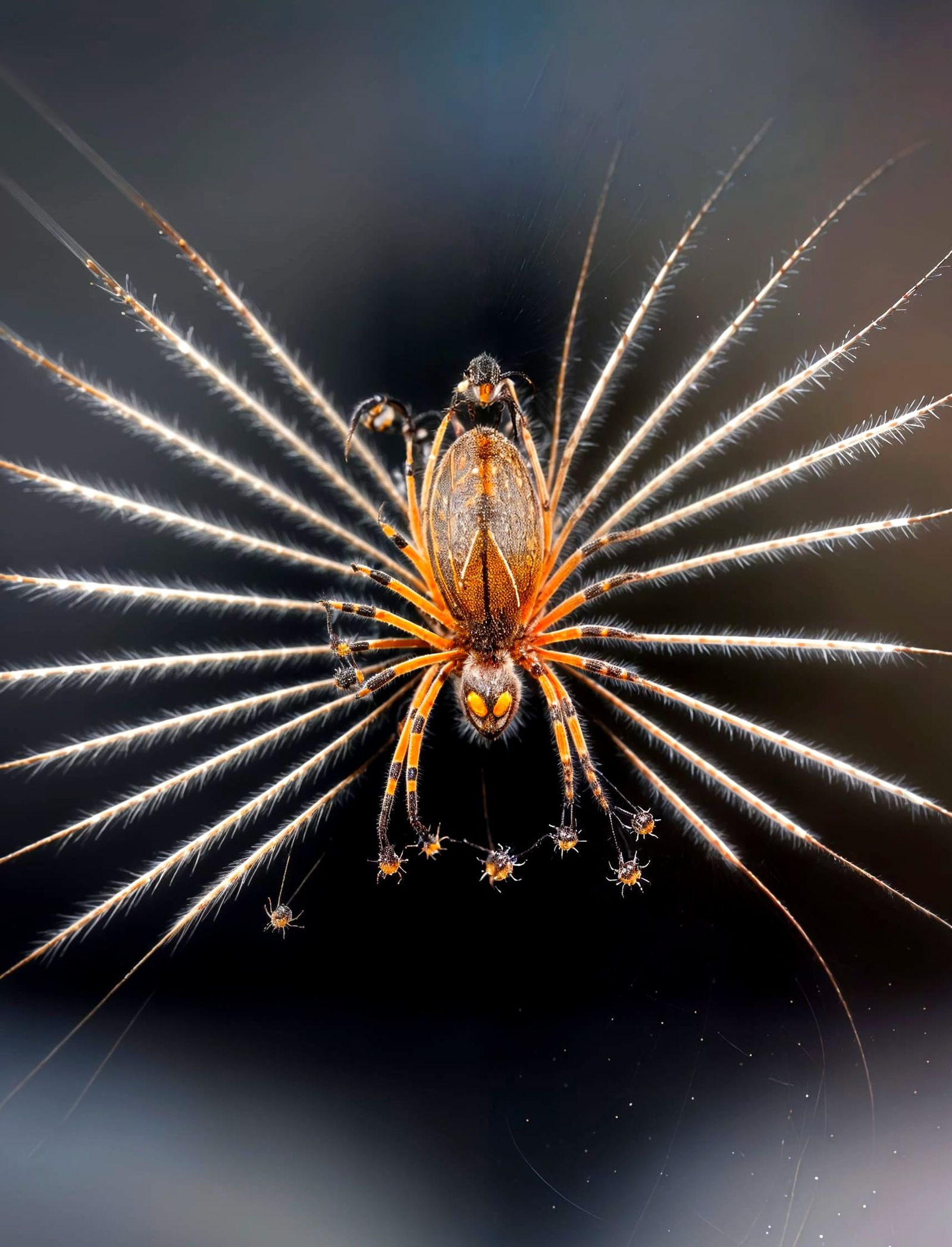 Macro Spider Photography with Water Droplet Reflections