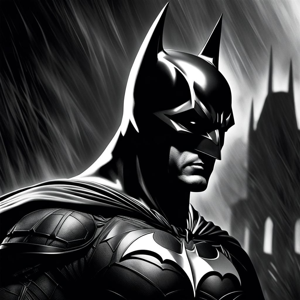 Monochrome Portrait of Batman in Vintage Style