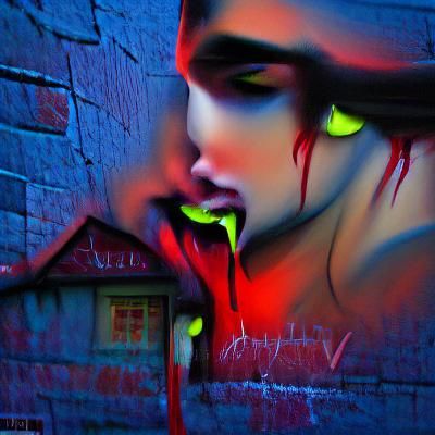Vampire Blood Feast in Neon Impressionism