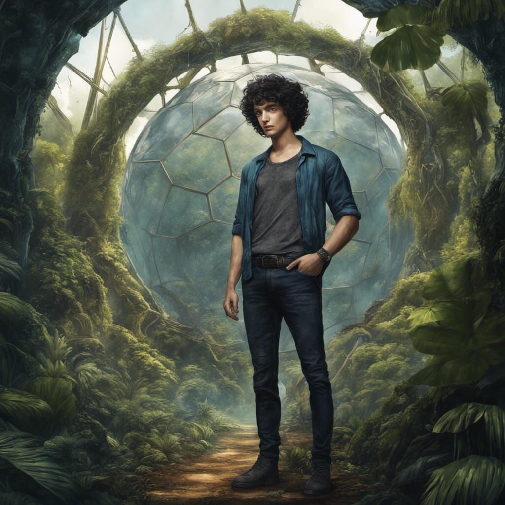 Man in Geodome Jungle: Fantasy Concept Art