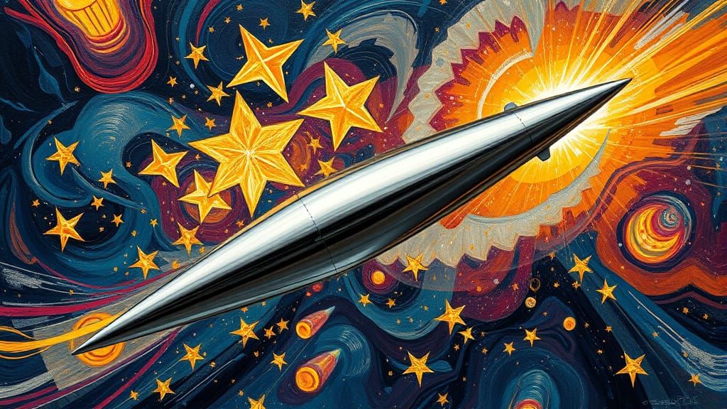 Macro closeup view. Sleek ogival long featureless smooth mis...