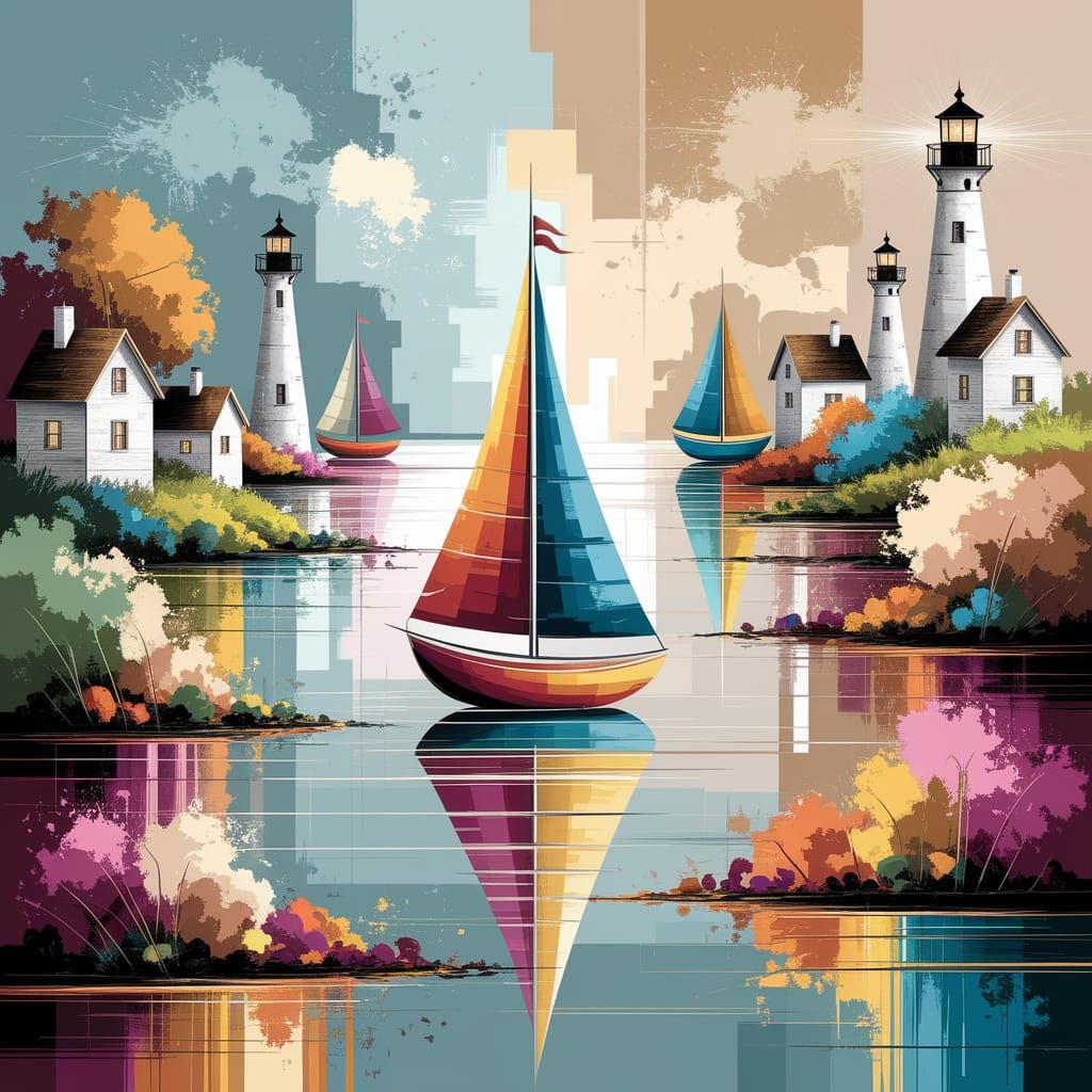 Dreamlike Coastal Scene in Oil and Chalk Style