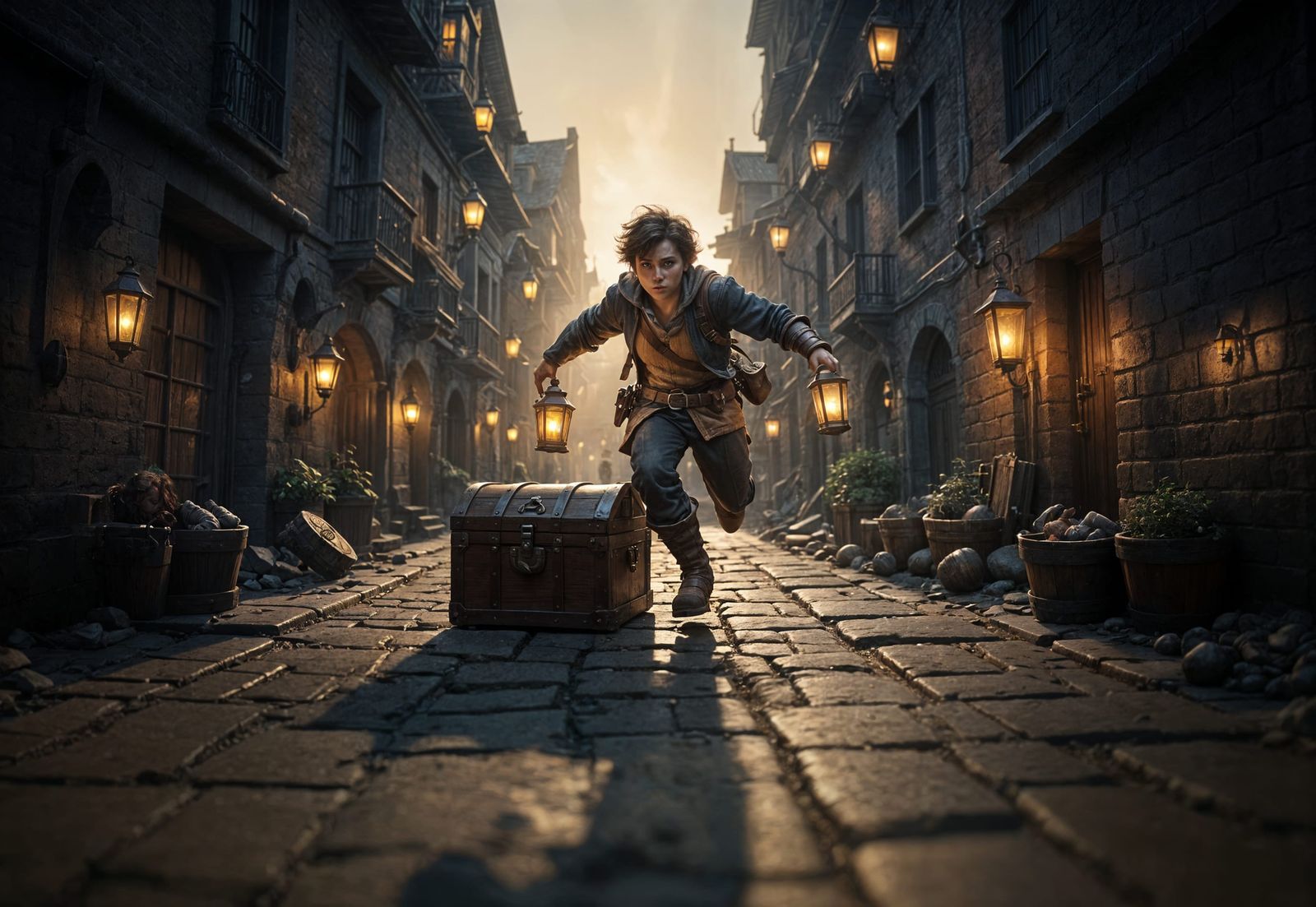 Halfling Heist: Rooftop Escape in a Medieval City